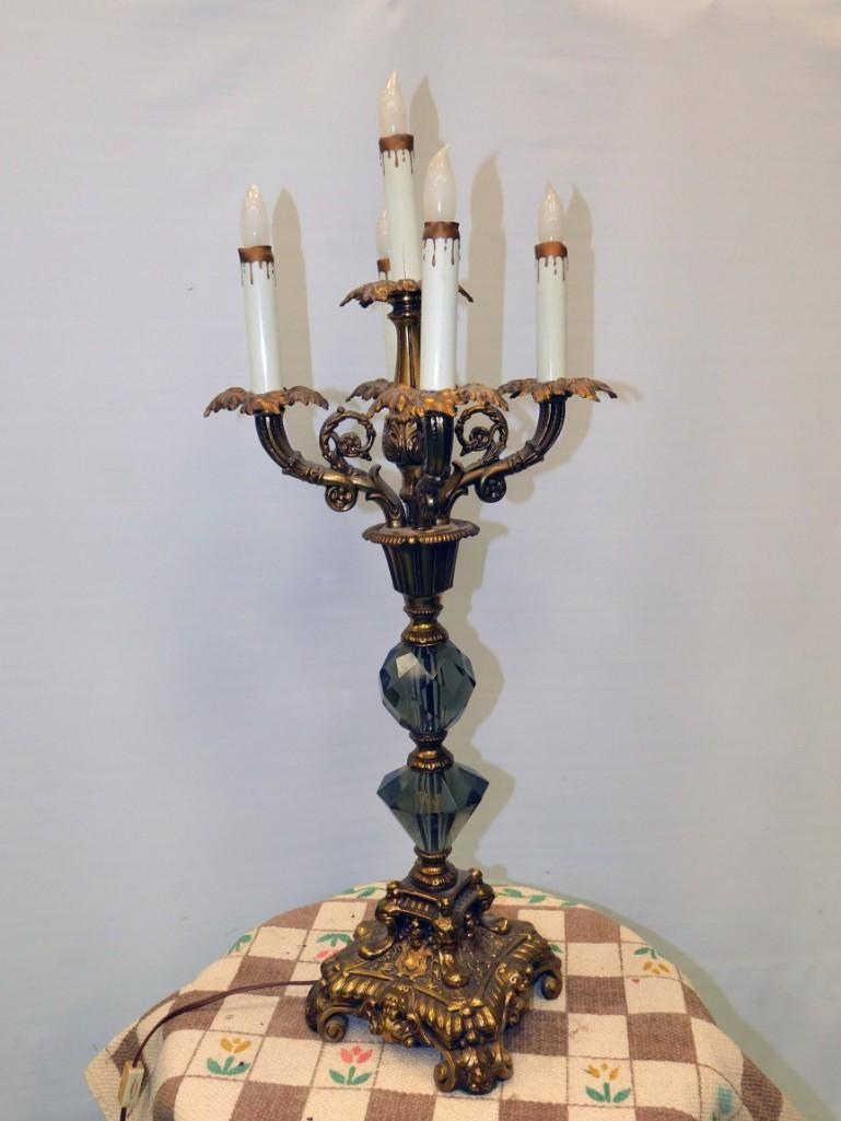 Large Antique Table Lamp with Brass Base (1 of 5)