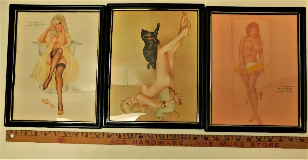 Lot of 3 Framed Pinup Girl Prints Vargas (1 of 5)