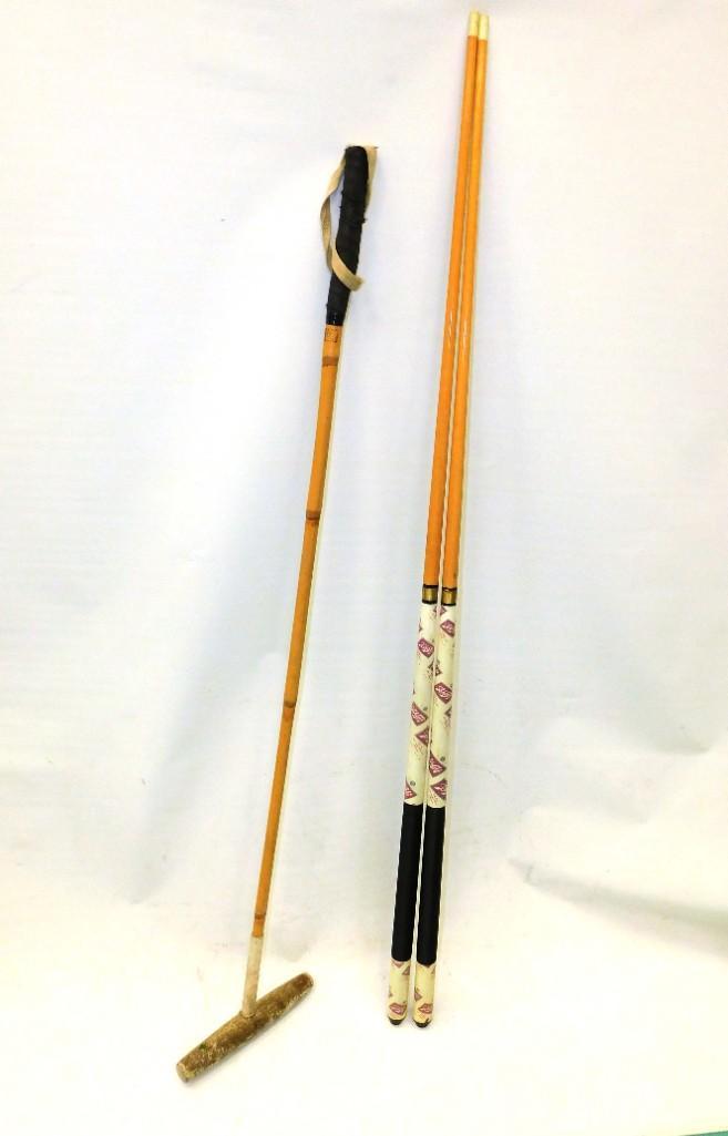 Polo Mallet and 2 Schlitz Beer Advertising Pool Cues (1 of 5)