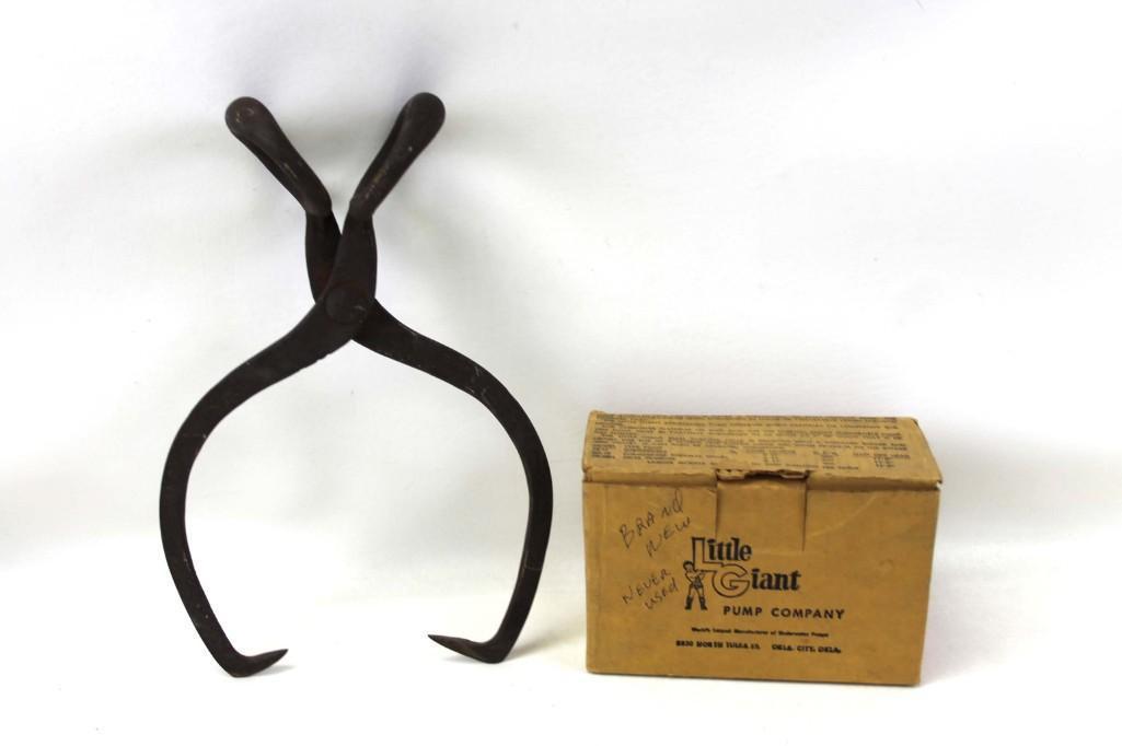 Vintage Cast Iron Ice Tongs and a Little Giant Pump: Vintage Cast Iron Ice Tongs and a Little Giant Pump