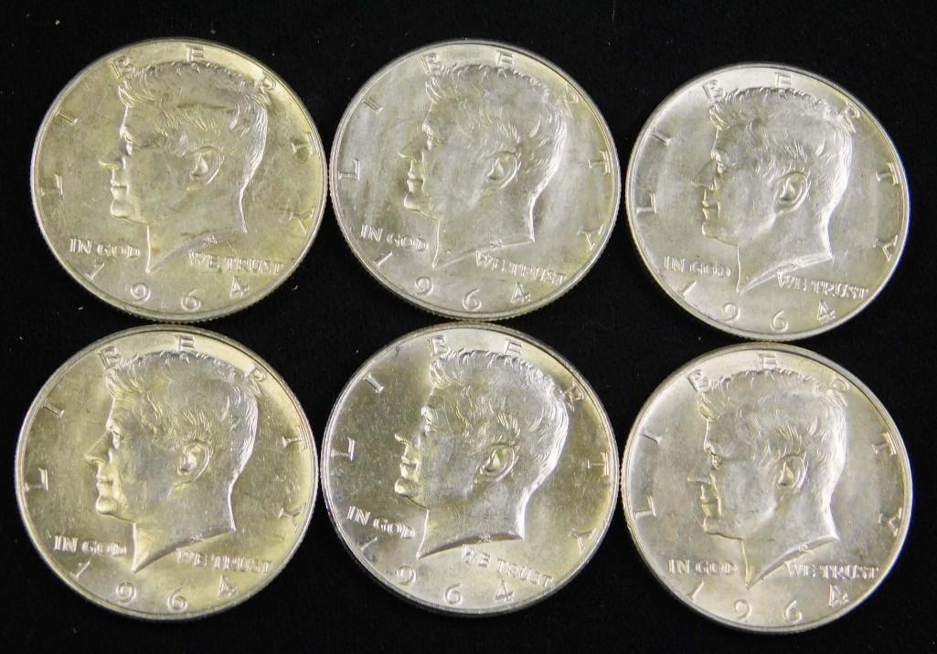 Lot of 6 Ex Fine to AU Kennedy Half Dollars (1 of 2)