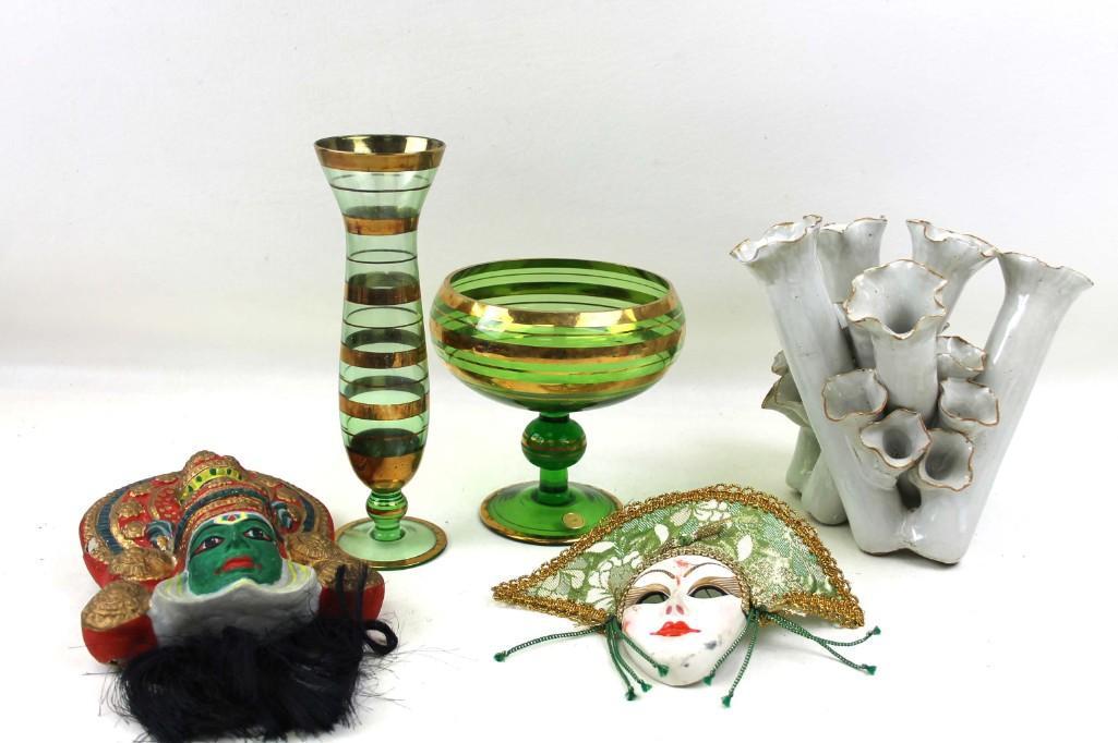 Misc Lot incl Mid Century Glassware , 2 Wall Decor (1 of 5)