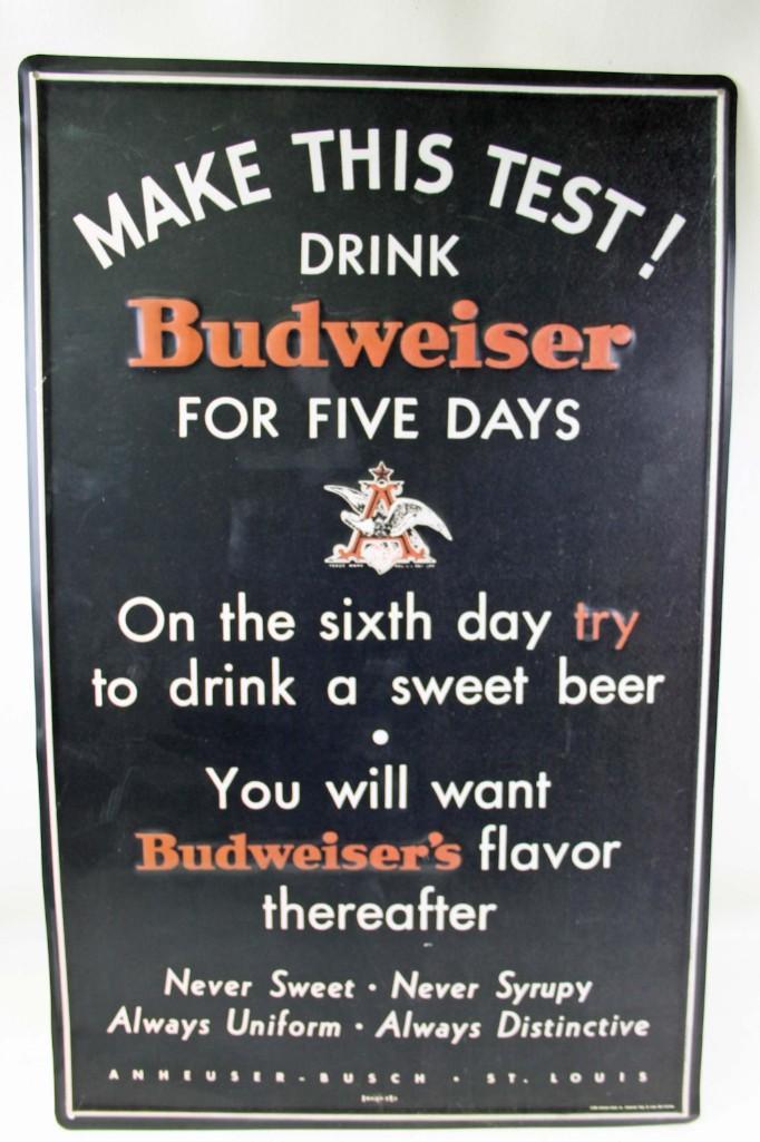 Budweiser Beer Metal Advertising Sign (1 of 2)