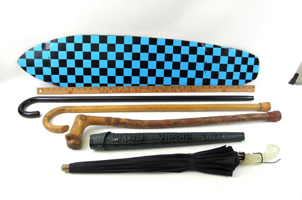 Misc Lot incl Skateboard Deck , Walking Canes , (1 of 4)