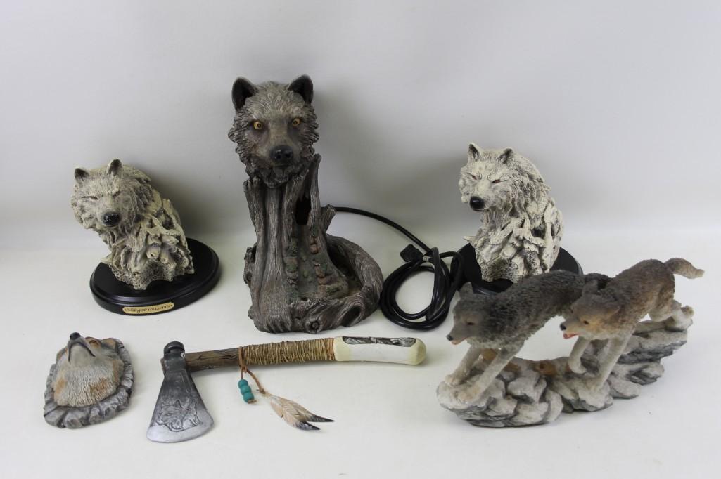Lot of Wolf items art pieces , decorative ax, etc. (1 of 10)