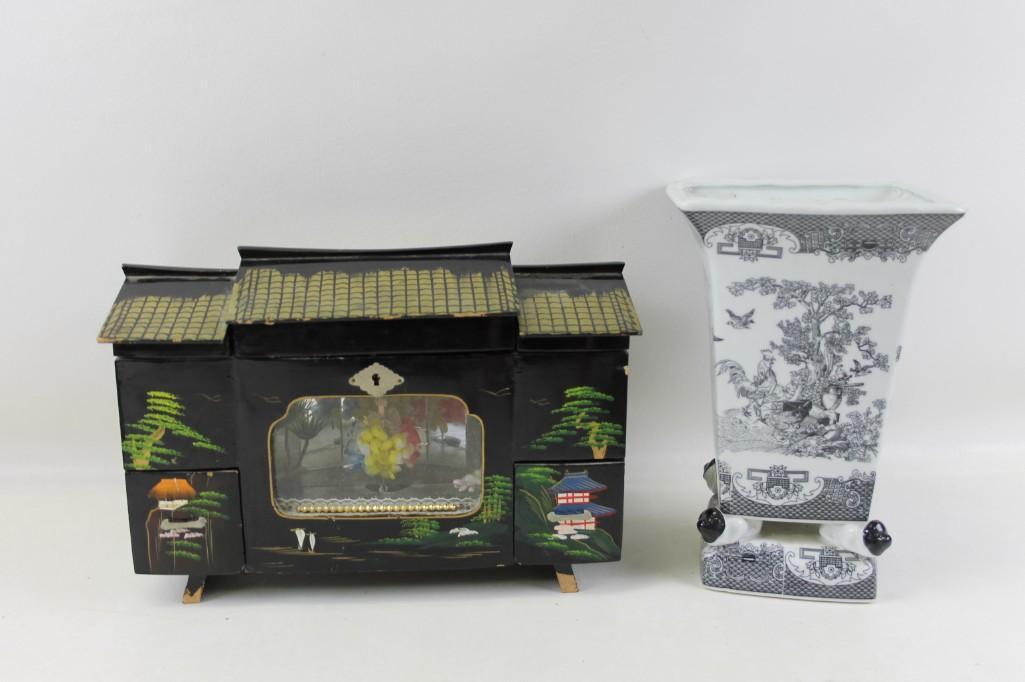 Large Asian Jewelry Music Box and Vase (1 of 9)