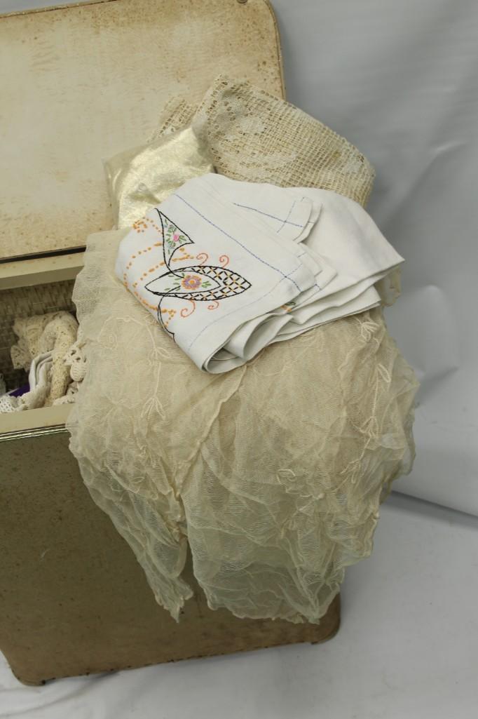 Hamper full of old linens: Hamper full of old linens You get both the hamper and the linens
