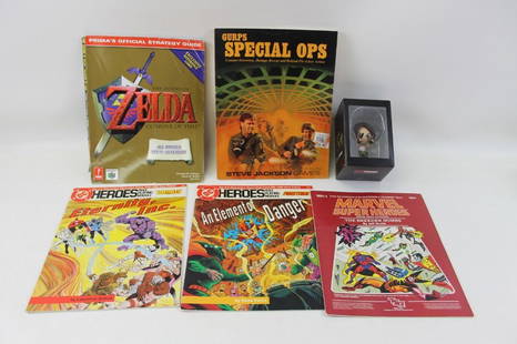 Role Playing Game Books, Legend of Zelda Strategy: Role Playing Game Books DC Heroes, Marvel, Legend of Zelda Strategy Guide, Lara Croft Loot Gaming Figure, etc