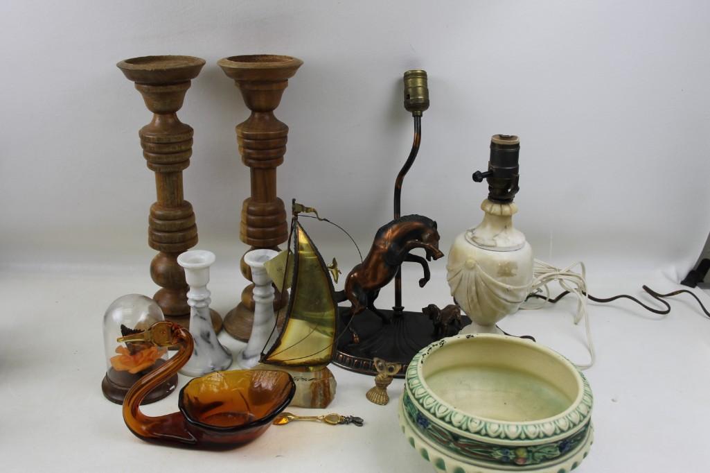 Misc. Lot Candle Holders, Horse,  Owl, Duck, Owl, (1 of 7)