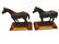 Pair of Heavy Metal and Wood Horse Trophies or Statues
