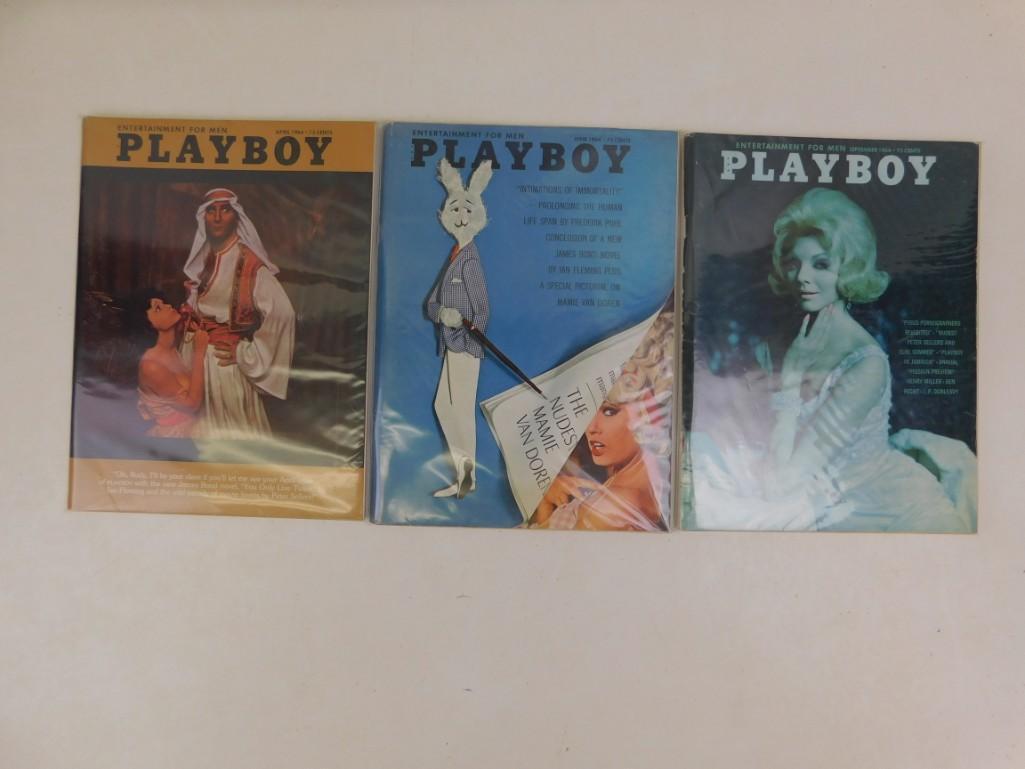 Lot of 3 Playboy Magazines from 1964: Lot of 3 Playboy Magazines from 1964 April, June and September