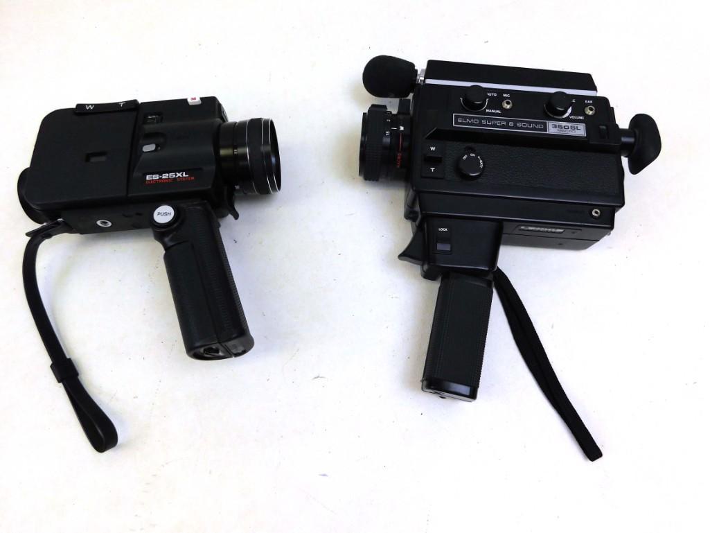 Lot of 2 Super 8 Cameras ES-25XL and Elmo Super 8 Sound: Lot of 2 Super 8 Cameras ES-25XL and Elmo Super 8 Sound 350SL Macro Untested