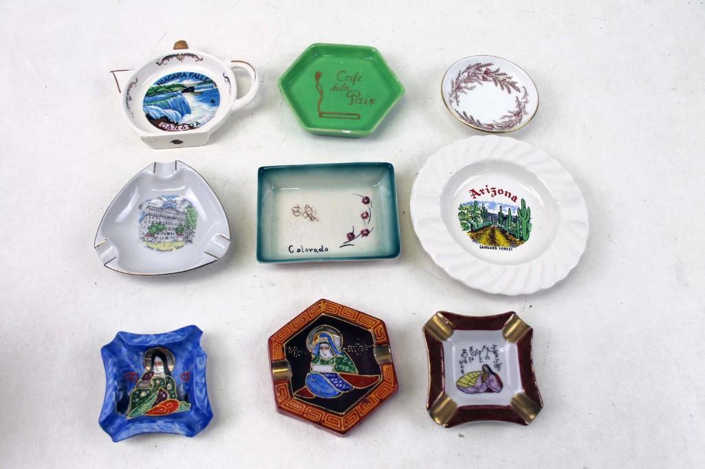 Vintage Lot of Ashtrays and Trinket Trays incl USA ,: Vintage Lot of Ashtrays and Trinket Trays incl USA , Europe , Asia Condition: Green one is chipped