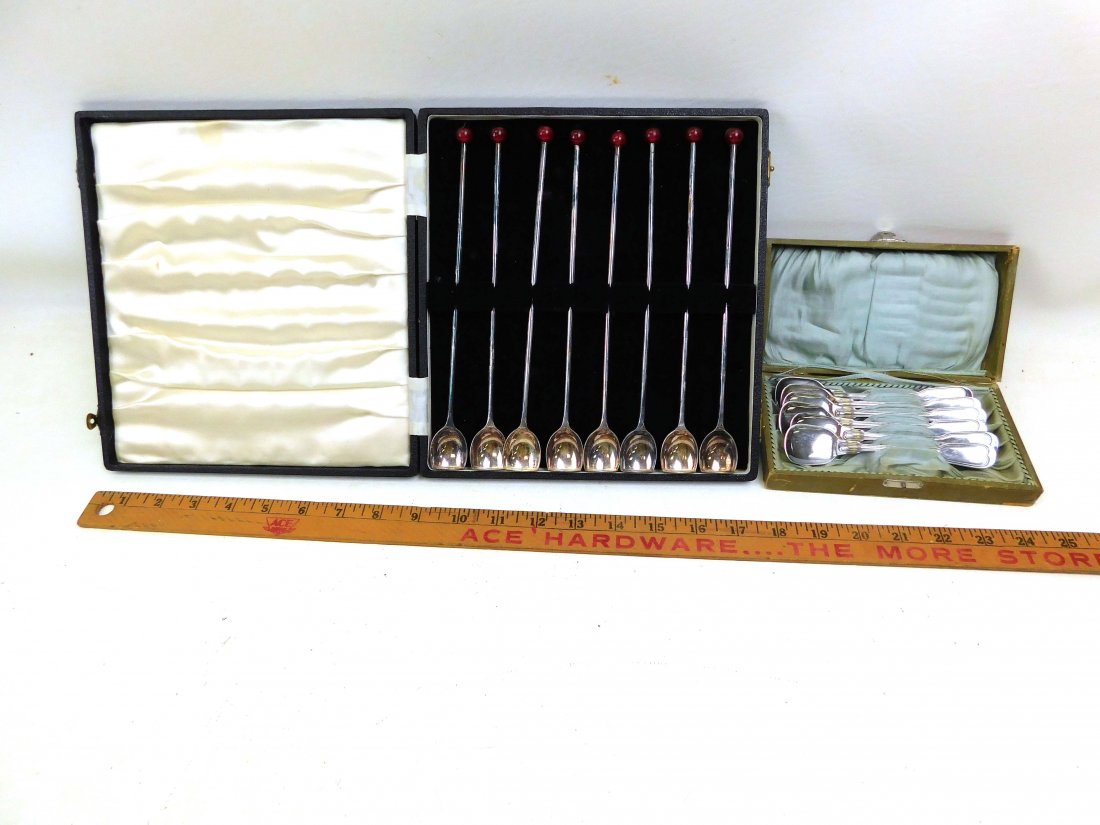 2 Sets of Spoons in Boxes: 2 Sets of Spoons in Boxes Bar Spoons and Ice Cream Spoons