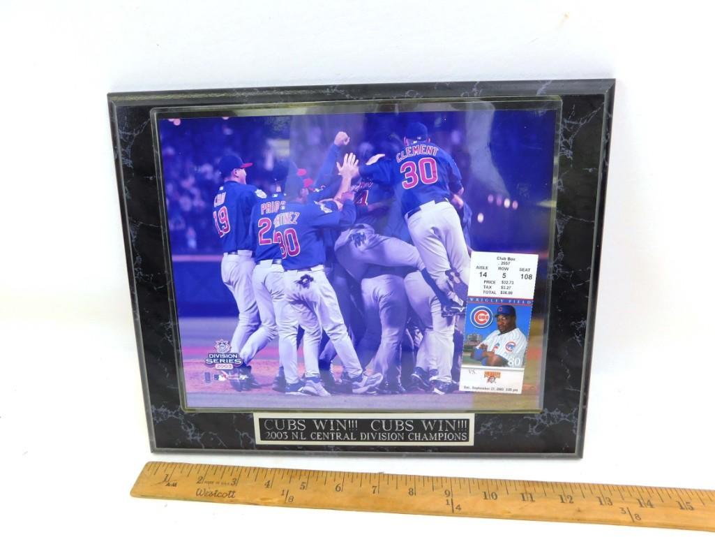 Chicago Cubs 2003 NL Central Division Champions Plaque: Chicago Cubs 2003 NL Central Division Champions Plaque with Ticket Stub Officially Licensed MLB photo