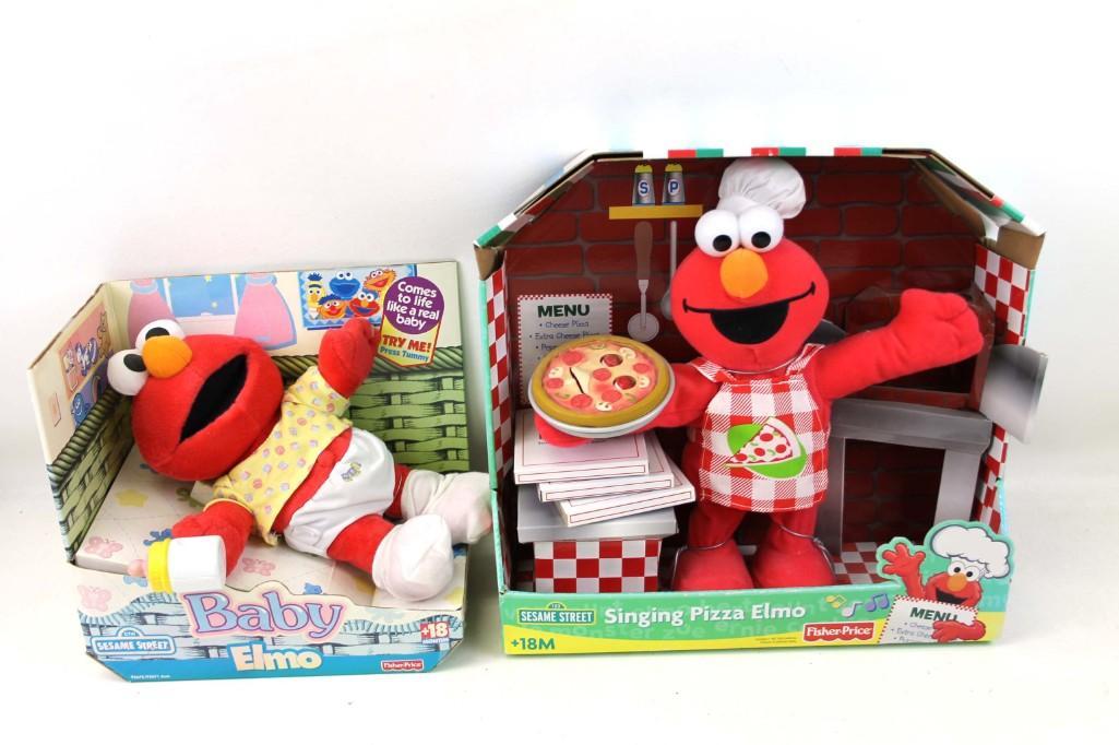 2 New in Box Sesame Street Elmo Toys: 2 New in Box Sesame Street Elmo Toys including Singing Pizza Elmo and Baby Elmo