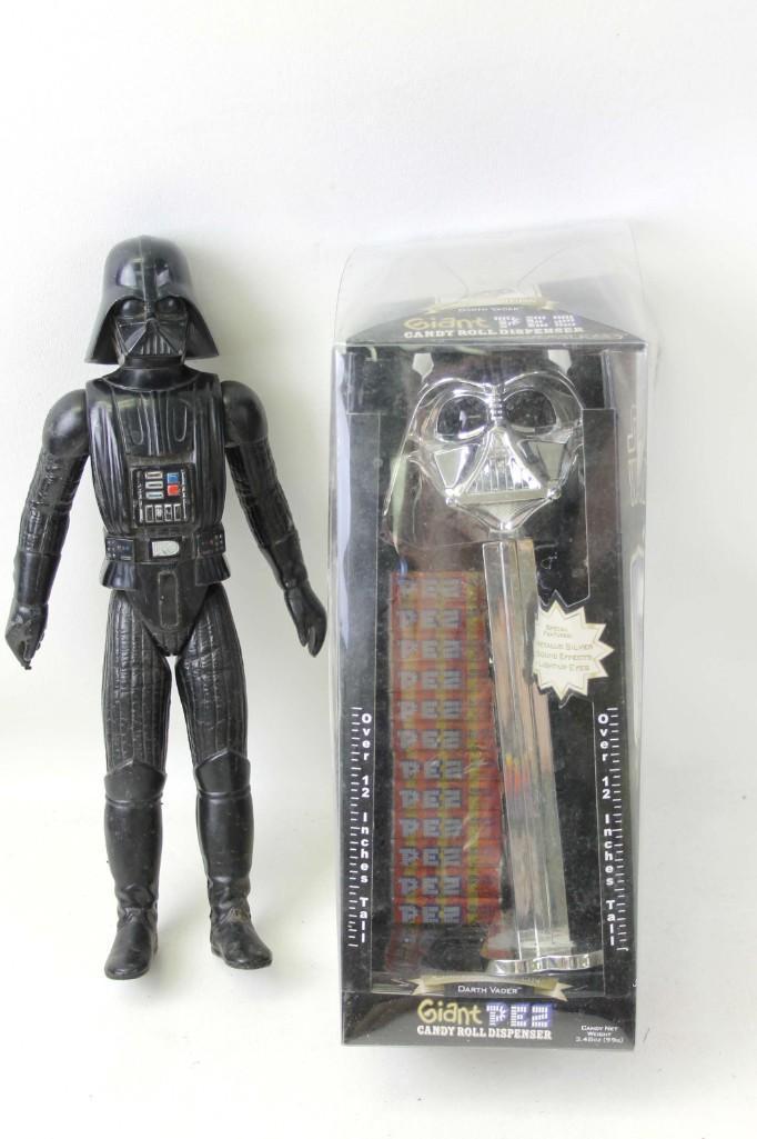 Vintage Kenner Star Wars Darth Vader 12" and a Giant: 12" Kenner Star Wars Darth Vader and a Darth Vader Giant Pez Dispenser