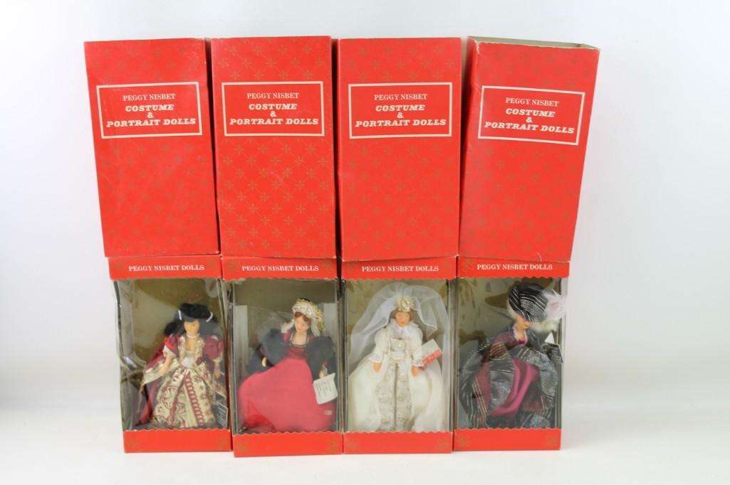 4 Peggy Nisbet Costume & Portrait Dolls in Original: 4 Peggy Nisbet Costume and Portrait Dolls in Original Boxes . Includes Mary Queen of Scots , Madame du Barry , Catherine of Braganza , and Katherine of Aragon