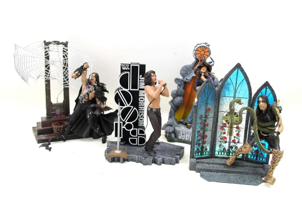 Lot of 4 McFarland Rock Star Legends Action Figures: Lot of 4 McFarland Rock Star Legends Action Figures including Alice Cooper , Janis Joplin , Jim Morrison , and Ozzie Osbourne