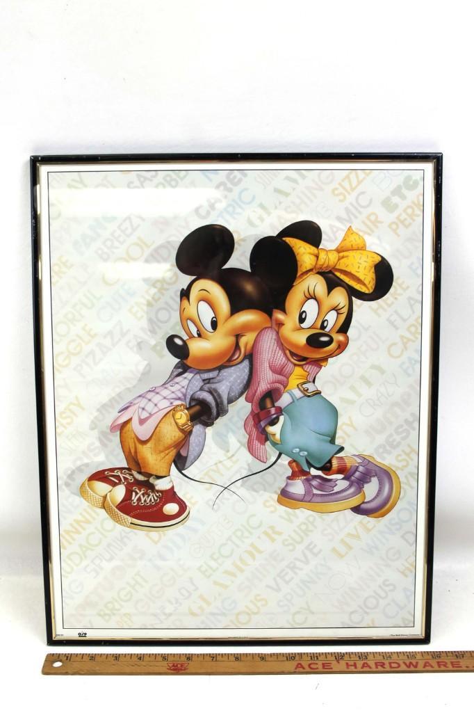 Framed Disney Mickey and Minnie Mouse Poster: Framed Disney Mickey and Minnie Mouse Poster . Measures about 16" x 20" 