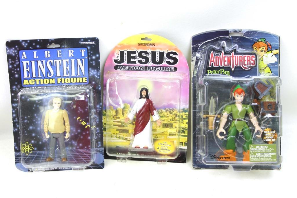 3 Action Figures incl Albert Einstein , Jesus , Peter: Lot of 3 Action Figures incl Albert Einstein , Jesus , Peter Pan New in Package