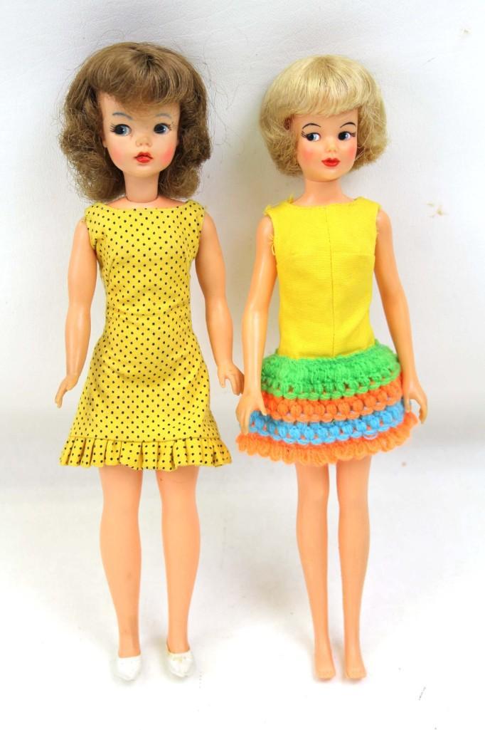 Ideal Pos'n Tammy Doll and an Ideal Tammy Doll BS-12: Lot of 2 Ideal Tammy dolls including an Ideal Posn Tammy Doll and an Ideal Tammy Doll BS-12 . Both are wearing vintage Barbie dresses