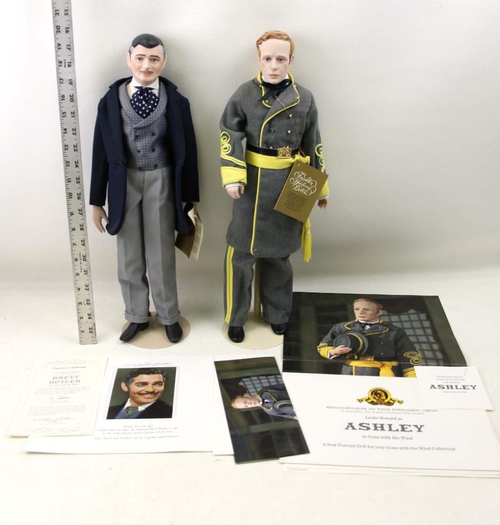 Gone with the Wind Rhett Butler and Ashley Wilkes: Gone with the Wind Rhett Butler and Ashley Wilkes Porcelain Dolls Franklin Heirloom