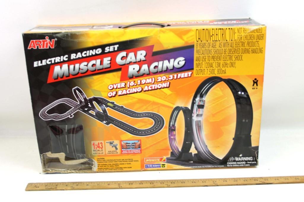 Artin Slot Car Electric Racing Set Muscle Car Racing: Artin Slot Car Electric Racing Set Muscle Car Racing 1:43 scale complete in box