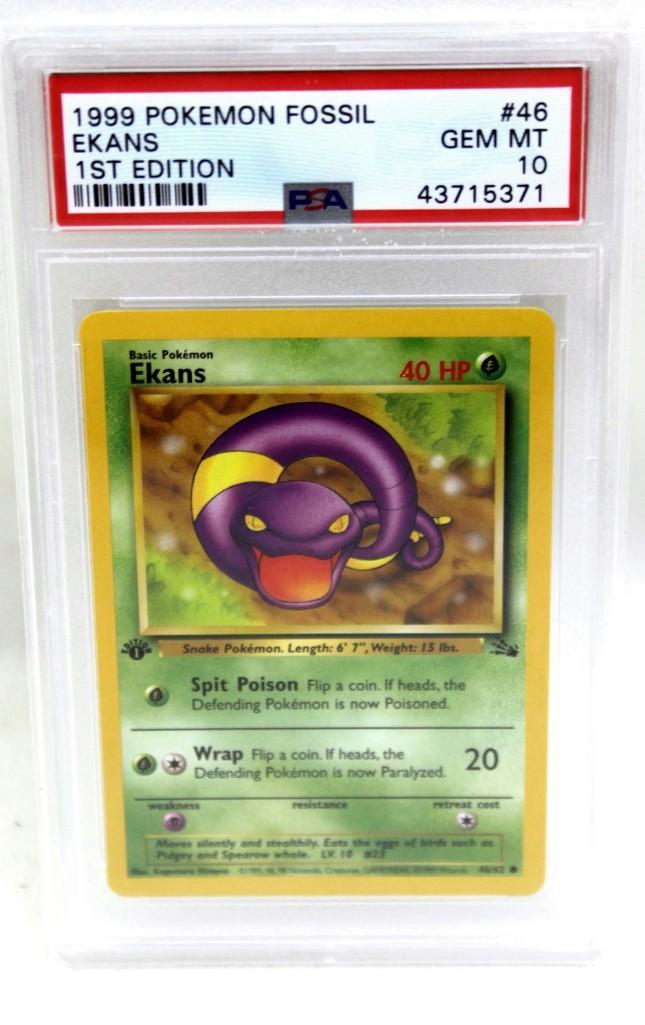 Pokemon 1999 Ekans 1st Edition Fossil Card PSA Graded (1 of 12)