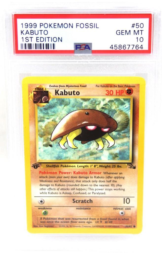 Pokemon 1999 Kabuto 1st Edition Fossil Card PSA Graded (1 of 9)
