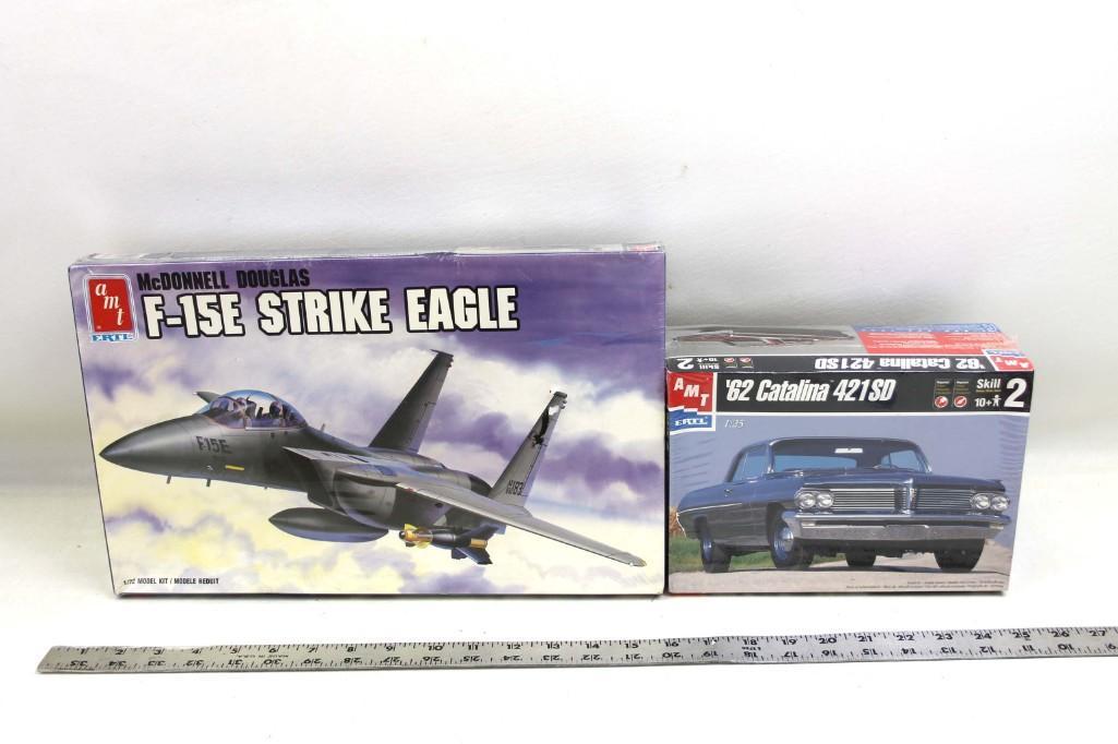 2 NIP AMT Ertl Model Kits incl 62 Catalina Car and: Lot of 2 AMT Ertl Model Kits incl 1962 Catalina Car 421SD and McDonnell Douglas F-15E Strike Eagle Airplane Still sealed in their original packaging 