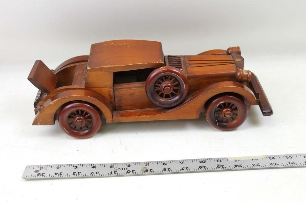 Wooden Old Timey Car: Wooden Old Timey Car Missing back bumper, but it's still pretty neat