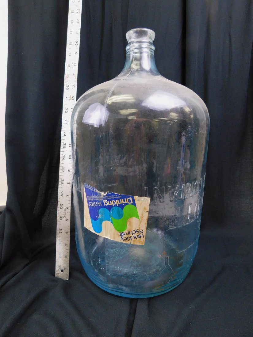 Large Vintage Glass Water Jug or Bottle Mountain Valley: Large Vintage Glass Water Jug or Bottle Hinckley and Schmidt Water Note: This item will have Illinois sales tax if it is picked up or if it is shipped within the state of Illinois unless you have a va