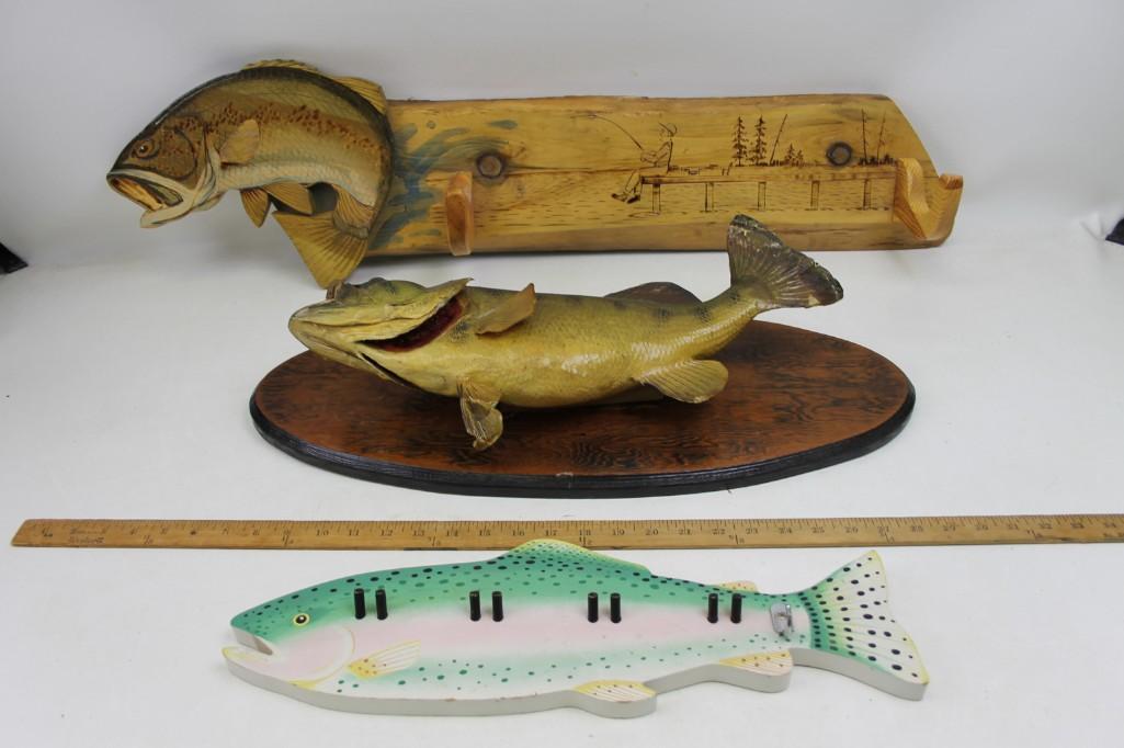 Fish Lot Mounted Fish, plus two Wall Hanging Coat / Key (1 of 7)