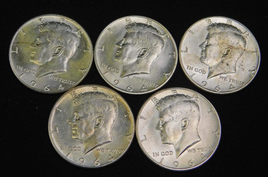 5 Ex Fine to AU Kennedy Half Dollars (1 of 2)