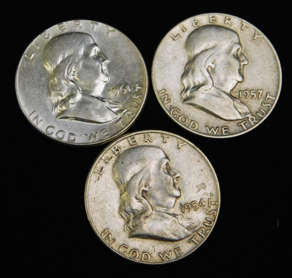 Lot of 3 Nice Franklin Half Dollars (1 of 2)