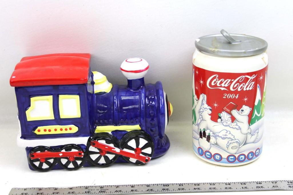 Ceramic Train Cookie Jar and a 2004 Coca Cola Bears (1 of 5)