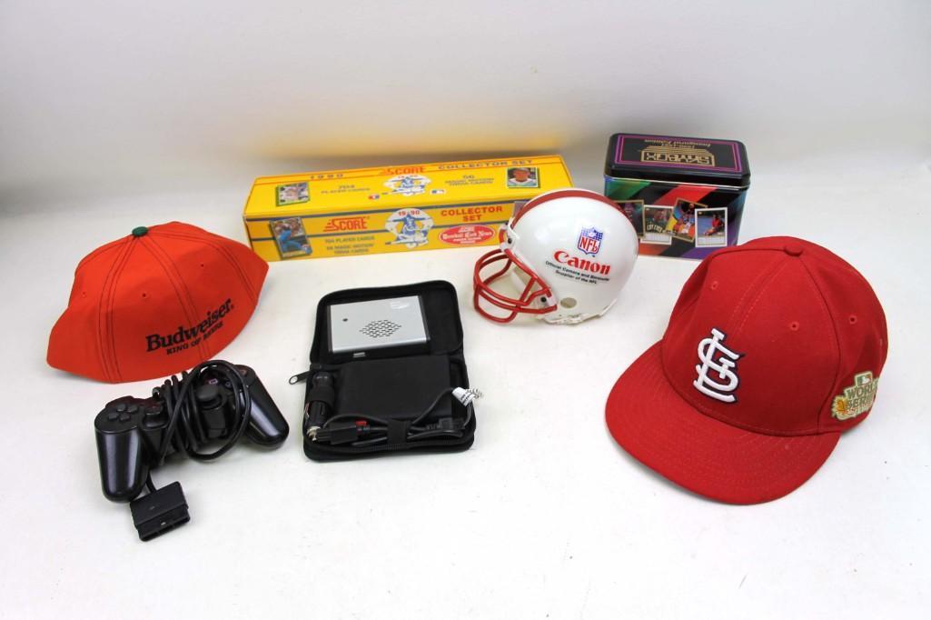 Misc Sports Lot incl Mini Helmet , 1990 Score Set , (1 of 4)