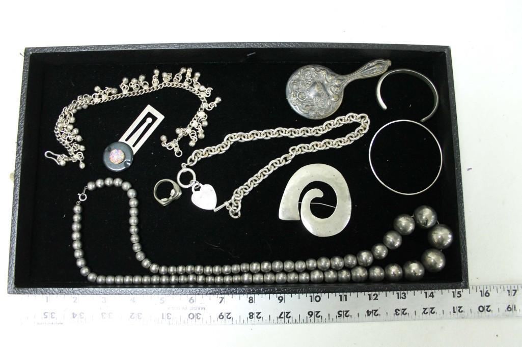 Lot of Costume Jewelry and a Small Mirror incl Vintage: Lot of Costume Jewelry and a Small Mirror incl Vintage Note: Tray is not included