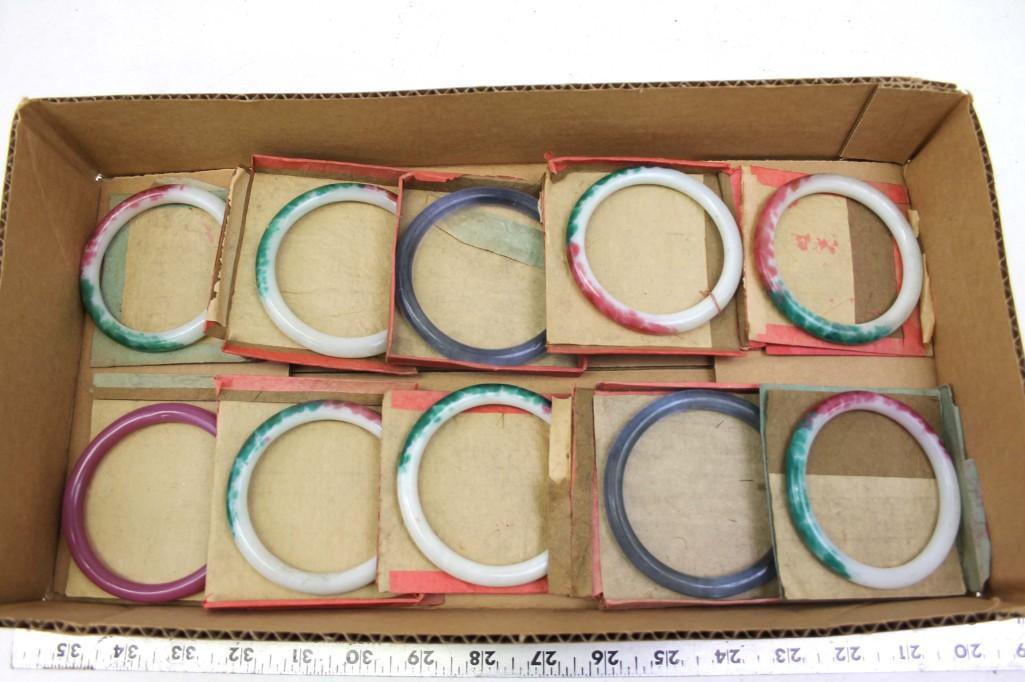 Lot of 10 Vintage Peking Glass Bangle Bracelets (1 of 3)