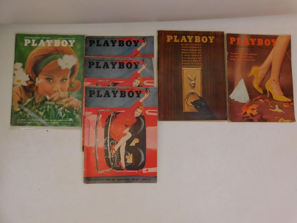 Lot of 6 Playboy Magazines from the 1950's and 1960's (1 of 4)