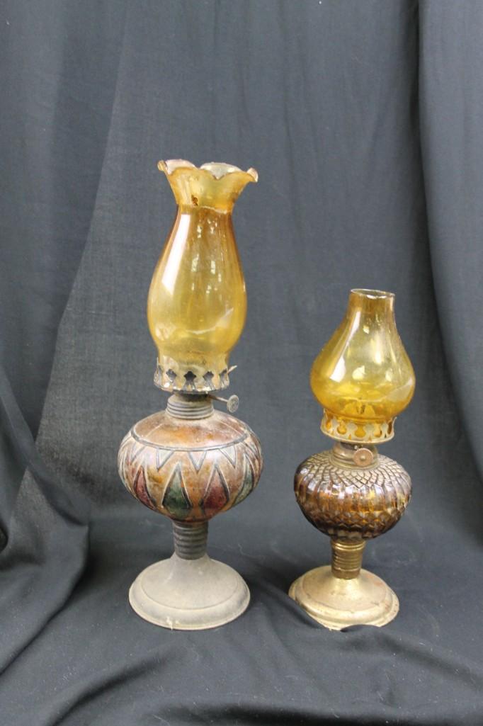 (Lot A) Two Antique Oil Lamps (1 of 3)