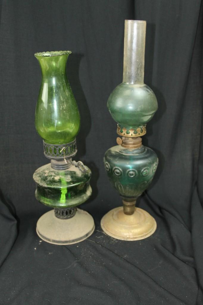 (Lot B) Pair of Antique Oil Lamps (1 of 5)