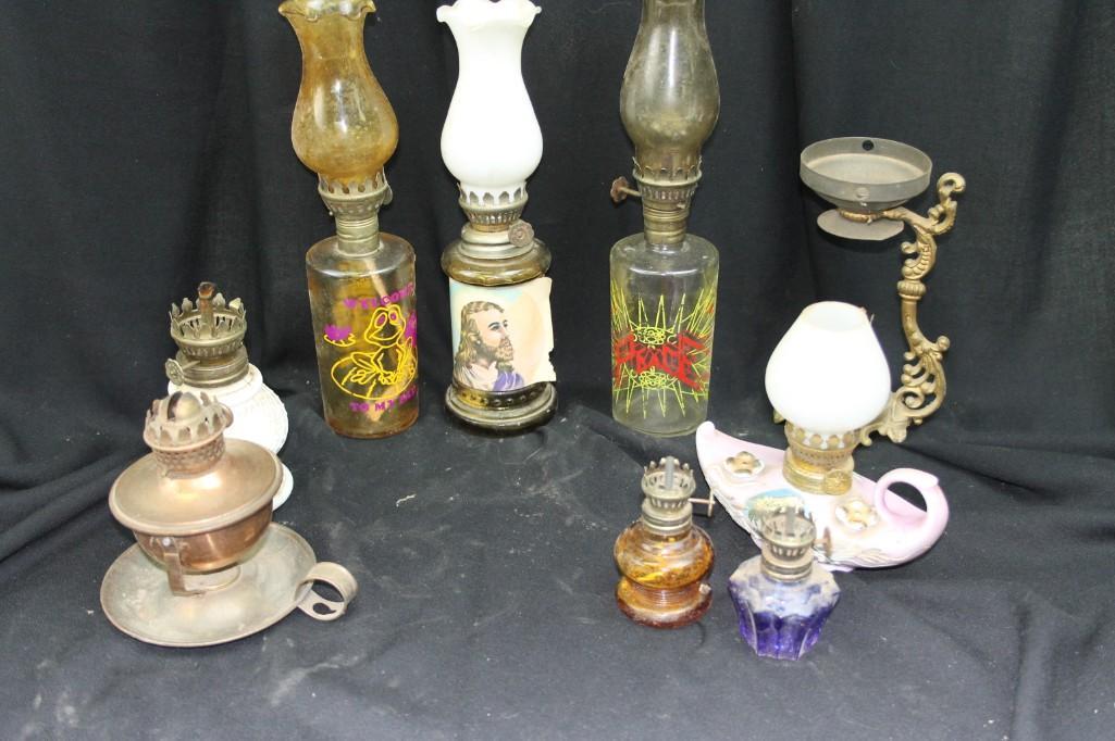 (Lot I) Lot of 9 Antique and other Oil Lamps: Lot of 9 Antique and other Oil Lamps