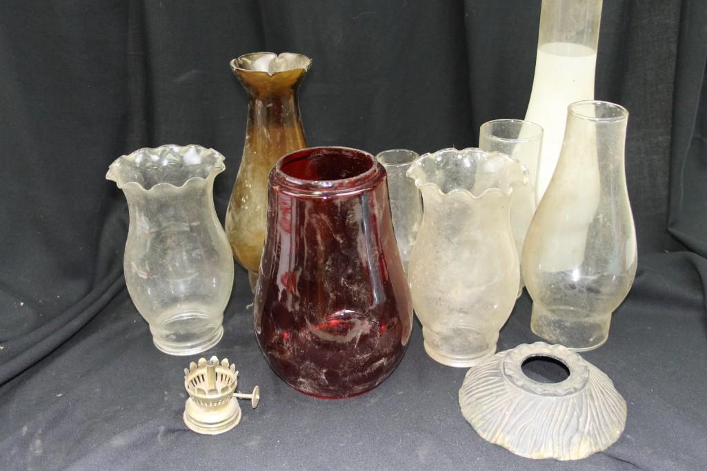 (Lot J) Lot of Antique Oil Lab Glass Shade Covers, etc. (1 of 4)