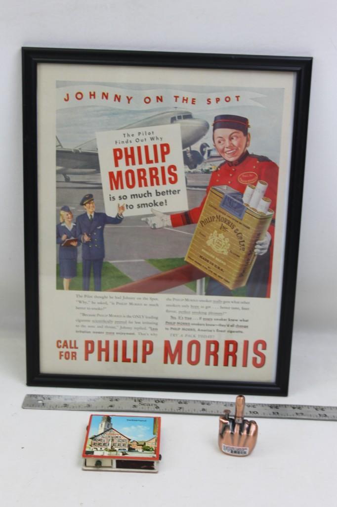 Framed Philip Morris Ad from 1947 Magazine and Novelty (1 of 4)