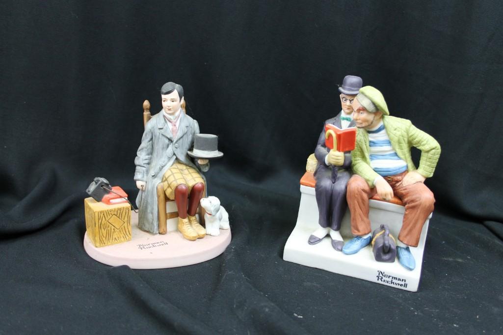 2 Danbury Mint Norman Rockwell Figurines: 2 Danbury Mint Norman Rockwell Figurines including The Interloper and Self Portrait