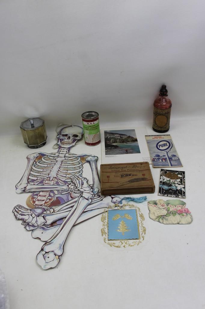 Misc. Lot Shuttlecocks, Vintage Map, Skeleton, (1 of 6)