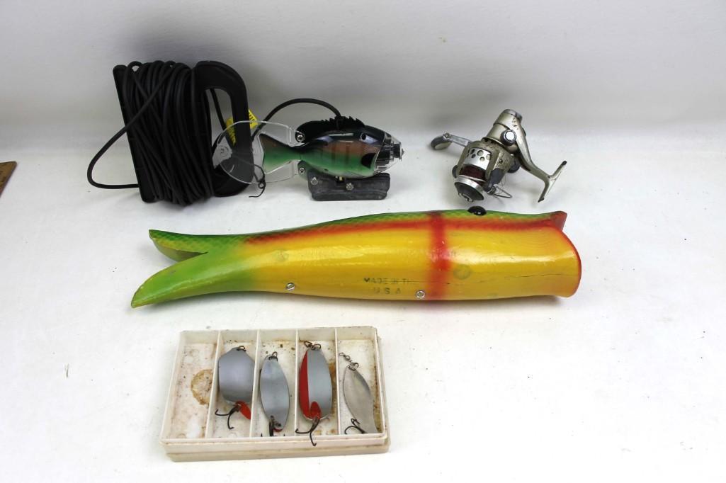 Misc. Fishing Lot reel, lures, hanging, etc. (1 of 6)