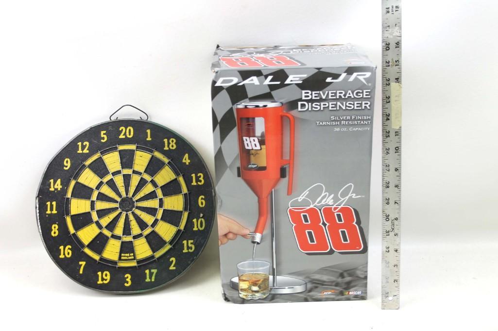 Nascar Dale Jr Beverage Dispenser and a Dart Board: Nascar Dale Jr Beverage Dispenser and a Dart Board